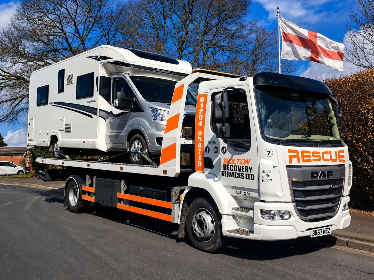 Bolton Recovery Services recovery truck ready to respond across the North West