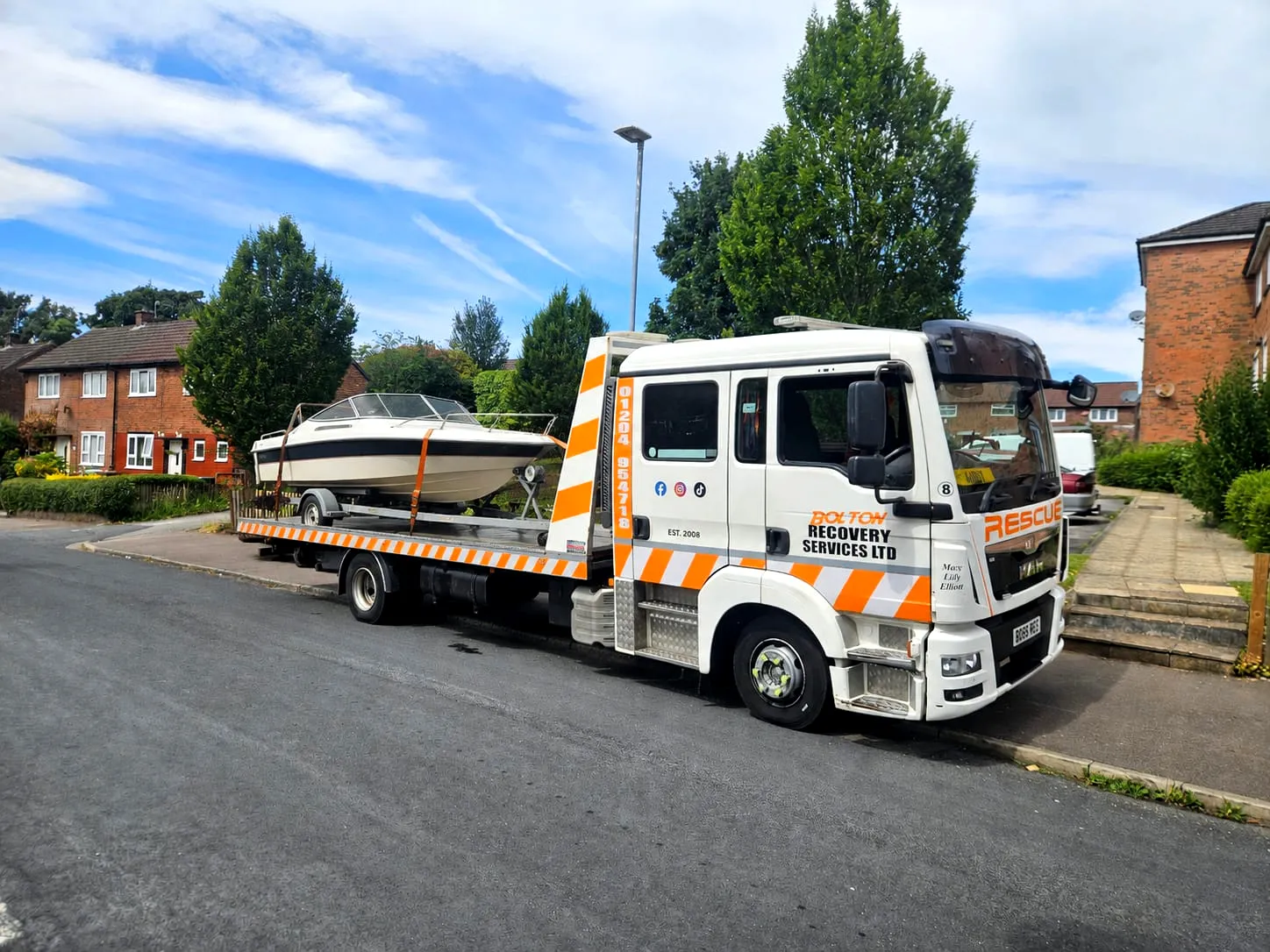 Boat and trailer recovery service in Bolton, Greater Manchester